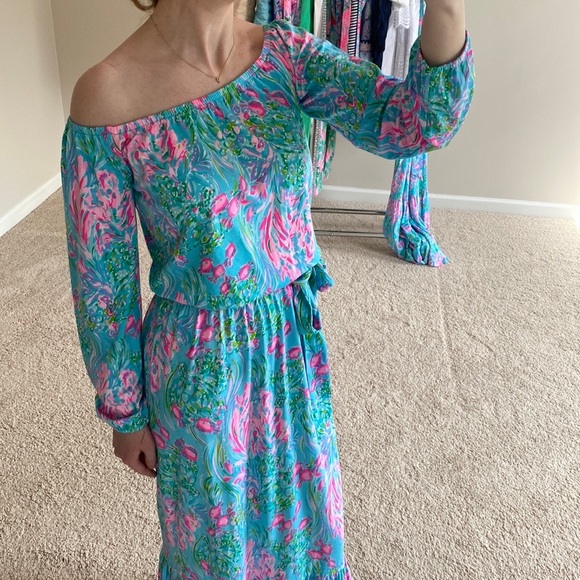 *SOLD* NWT Lilly Pulitzer Odella Maxi Dress Amalfitano Blue Best Fishes - Picture 10 of 10